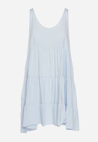 Born2be - Jasnoniebieska Bawełniana Rozkloszowana Sukienka na Ramiączkach z Falbanami Criselles. Okazja: na spacer, na plażę. Typ kołnierza: kołnierz z falbankami. Kolor: niebieski. Materiał: bawełna. Długość rękawa: na ramiączkach. Sezon: lato. Styl: elegancki #6