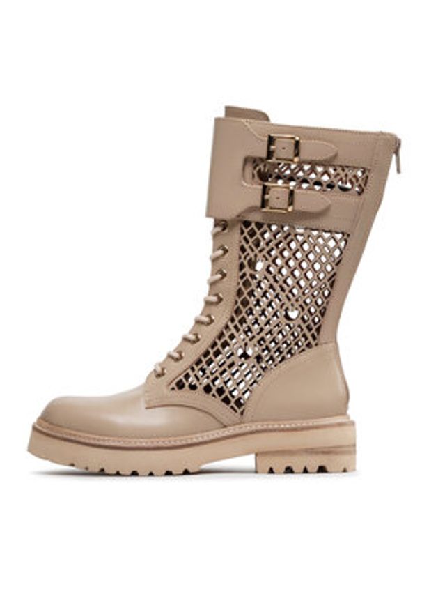 Pinko - PINKO Trzewiki Noemi Stivale PE 22 BLKS1 1H212D Y87W Beżowy. Kolor: beżowy. Materiał: skóra