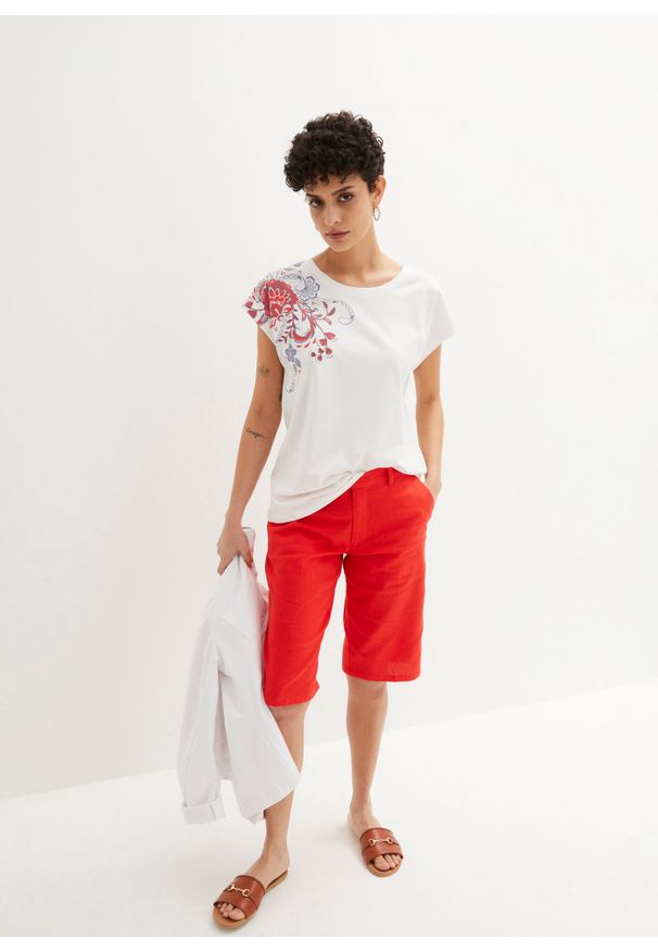 bonprix - Shirt z nadrukiem. Kolor: biały. Wzór: nadruk. Styl: klasyczny