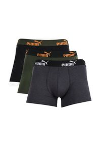 Bokserki męskie Puma 3-pack. Kolor: wielokolorowy, szary, czarny, zielony. Materiał: bawełna. Długość: długie. Sport: fitness #1