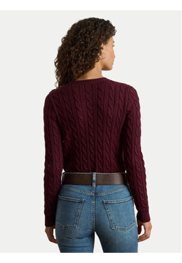 Lauren Ralph Lauren - LAUREN RALPH LAUREN Sweter 200932223015 Bordowy Slim Fit. Kolor: czerwony. Materiał: bawełna