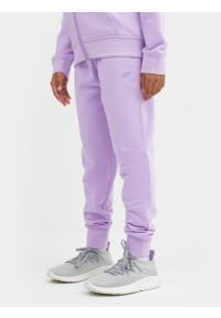 4F JUNIOR - Spodnie dresowe joggery dziewczęce. Kolor: fioletowy. Materiał: dresówka. Sezon: wiosna