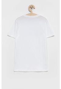 Quiksilver t-shirt bawełniany dziecięcy kolor biały z nadrukiem. Okazja: na co dzień. Kolor: biały. Materiał: bawełna. Wzór: nadruk. Styl: casual #3