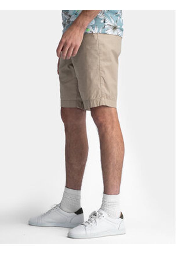 Petrol Industries Szorty materiałowe M-1040-SHO501 Beżowy Slim Fit. Kolor: beżowy. Materiał: bawełna
