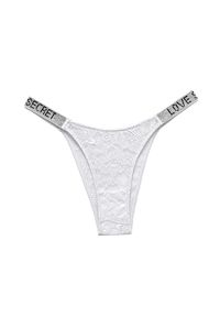 Intica - Stringi z szerokim paskiem i ozdobnymi detalami Rakita. Kolor: biały. Materiał: materiał