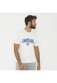 LEGEA - T-shirt z bawełny męski LIMITLESS biały. Kolor: biały. Materiał: bawełna. Długość rękawa: krótki rękaw. Długość: krótkie. Wzór: nadruk. Sport: fitness #1