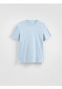 Reserved - T-shirt regular z bawełny merceryzowanej - jasnoniebieski. Kolor: niebieski. Materiał: bawełna