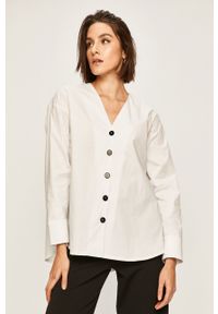 ANSWEAR - Answear - Koszula. Okazja: na co dzień. Kolor: biały. Materiał: tkanina, bawełna, elastan. Długość: długie. Wzór: gładki. Styl: casual #1