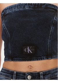 Calvin Klein Jeans Top J20J222870 Granatowy Slim Fit. Kolor: niebieski. Materiał: bawełna