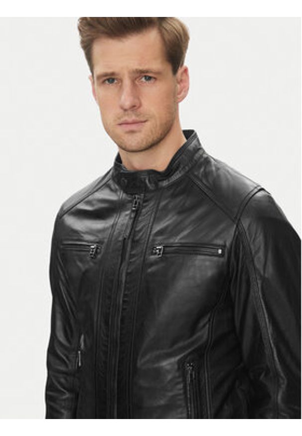 Serge Pariente Kurtka skórzana Erico Czarny Regular Fit. Kolor: czarny. Materiał: skóra