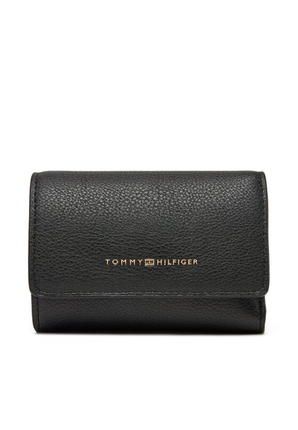 TOMMY HILFIGER - Tommy Hilfiger Portfel damski Logotape Trifold AW0AW17477 Czarny. Kolor: czarny. Materiał: skóra