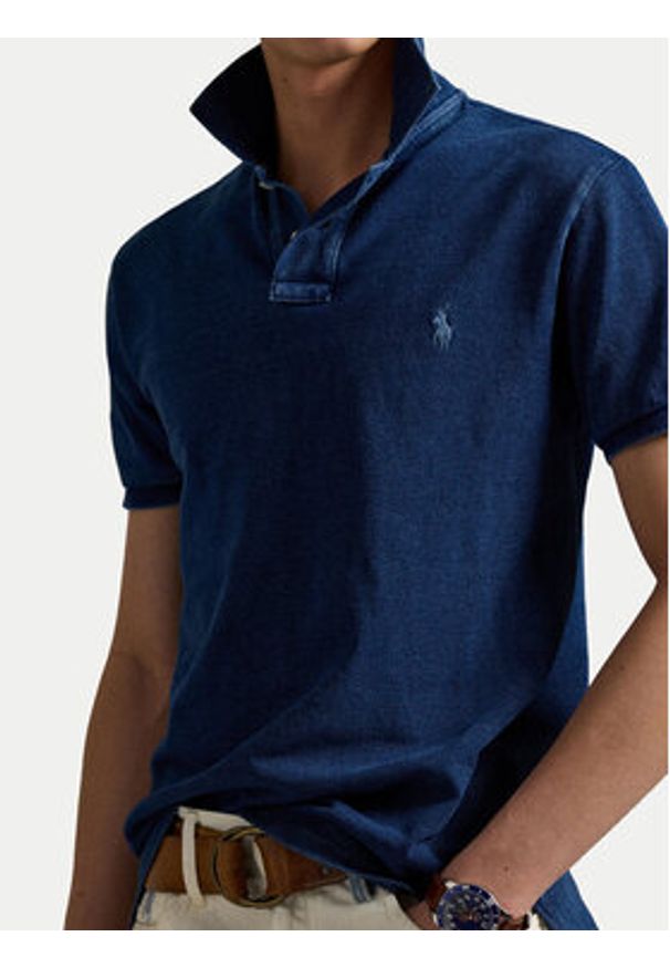 Polo Ralph Lauren Polo 710970581001 Granatowy Slim Fit. Typ kołnierza: polo. Kolor: niebieski. Materiał: bawełna