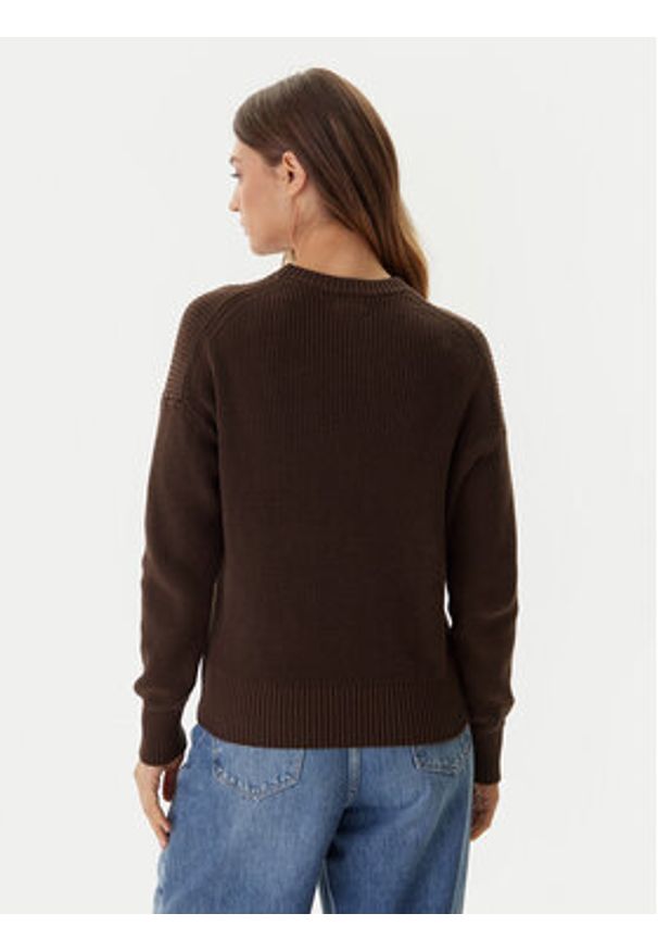 Guess Jeans Sweter W4BR08 Z3HM1 Brązowy Regular Fit. Kolor: brązowy. Materiał: bawełna