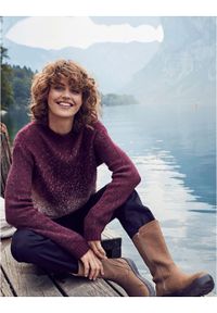 Sweter dzianinowy w cieniowanym kolorze bonprix czarny bez - matowy jasnoróżowy. Kolor: fioletowy. Materiał: materiał, akryl, poliamid #2