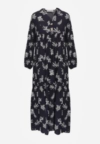 Born2be - Niebieska Rozkloszowana Sukienka z Wiskozy z Dekoltem na Guziki Watesa. Okazja: na co dzień. Kolor: niebieski. Materiał: wiskoza. Typ sukienki: rozkloszowane, proste. Styl: boho, casual #6