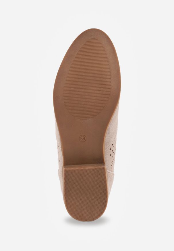 Born2be - Jasnobeżowe Botki Ażurowe Vices z Imitacji Zamszu Selandria. Okazja: na co dzień. Kolor: beżowy. Materiał: zamsz. Wzór: ażurowy. Obcas: na obcasie. Styl: klasyczny, casual, wizytowy. Wysokość obcasa: średni