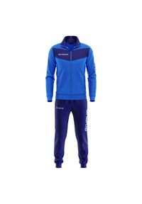 Dres piłkarski dla dorosłych Givova Tuta Visa niebiesko-granatowy. Kolor: niebieski. Materiał: dresówka #1