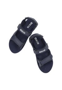 Big-Star - Granatowe Sandały Big Star Lekkie Buty Na Lato. Okazja: na spacer, na co dzień. Zapięcie: rzepy. Kolor: niebieski. Wzór: paski. Sezon: lato. Styl: casual, wakacyjny, sportowy #5