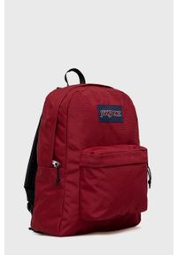 JanSport - Jansport plecak kolor bordowy duży z aplikacją. Kolor: czerwony. Wzór: aplikacja #2