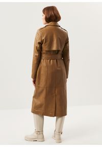 Ochnik - Skórzany długi płaszcz damski. Kolor: brązowy. Materiał: skóra. Długość: długie #4