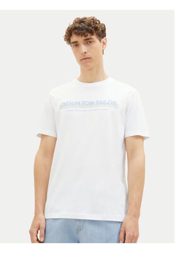 Tom Tailor Denim T-Shirt 1037653 Biały Basic Fit. Kolor: biały. Materiał: bawełna