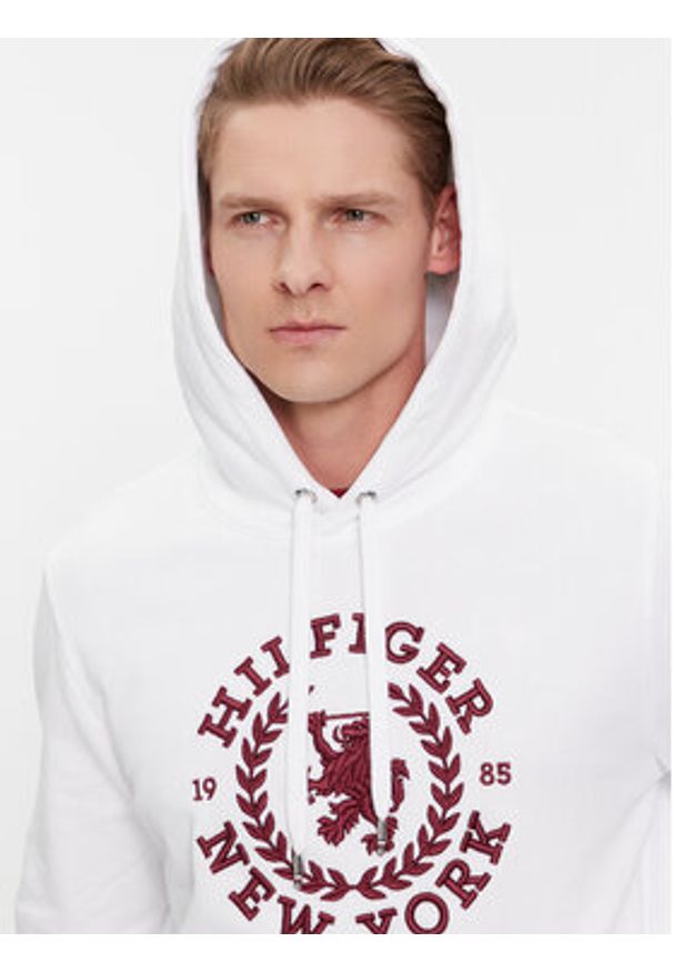 TOMMY HILFIGER - Tommy Hilfiger Bluza Big Icon MW0MW33650 Biały Regular Fit. Kolor: biały. Materiał: bawełna