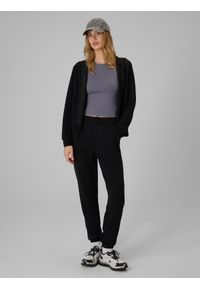 4f - 4F Bluza dresowa regular z kapturem damska - czarna XS. Okazja: na co dzień. Typ kołnierza: kaptur. Kolor: czarny. Materiał: dresówka. Styl: casual #2