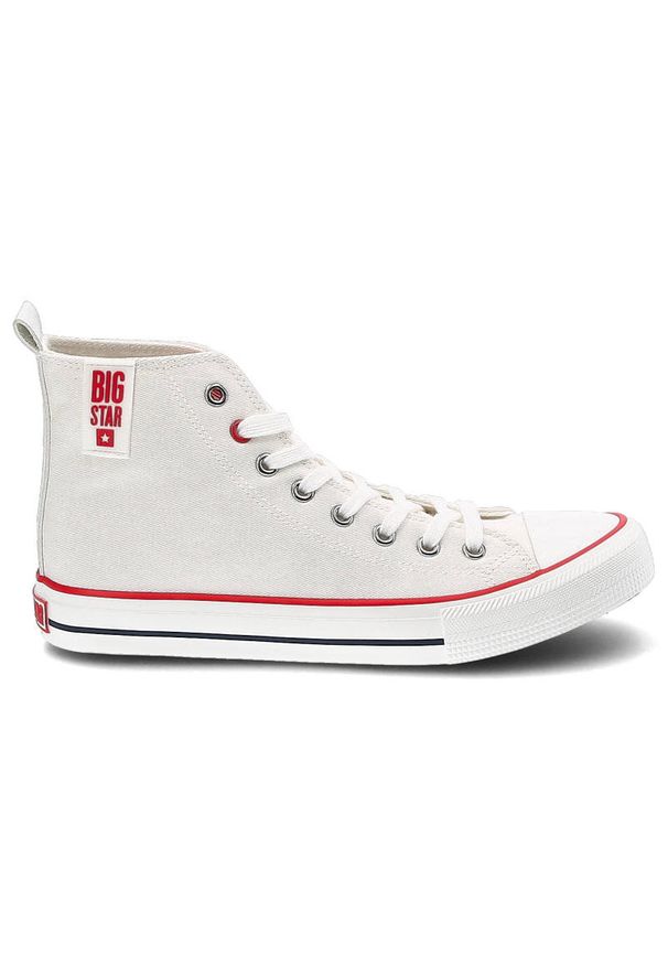 Big-Star - Białe Trampki Big Star Modne Buty Damskie Półbuty. Okazja: na co dzień. Wysokość cholewki: przed kolano. Zapięcie: pasek. Kolor: biały. Materiał: materiał, guma, jeans. Szerokość cholewki: normalna. Styl: elegancki, sportowy, casual