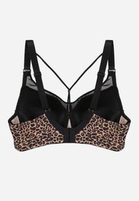 Renee - Ciemnobeżowy Biustonosz z Siateczkową Wstawką i Ozdobnymi Paskami przy Dekolcie Sabesa. Kolor: beżowy #3