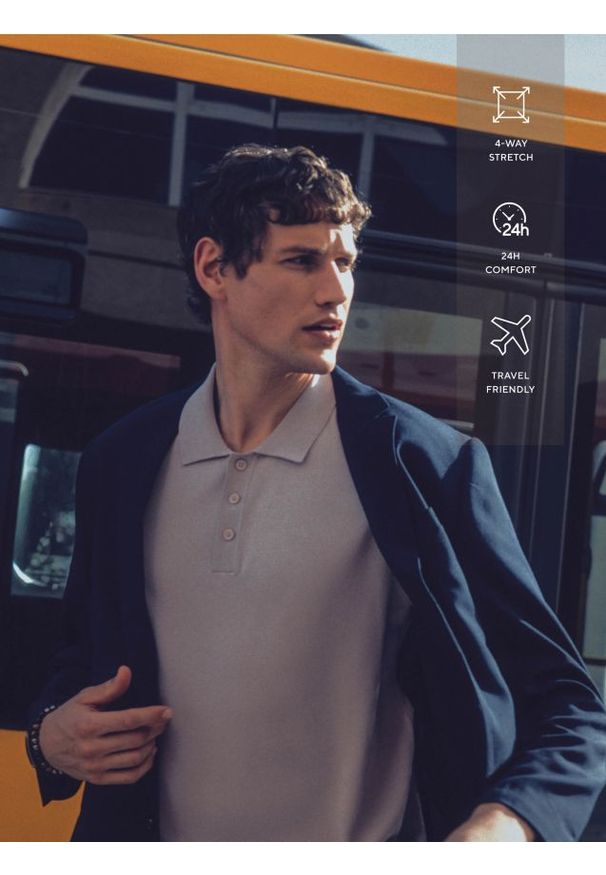 Reserved - Marynarka slim fit - granatowy. Kolor: niebieski. Materiał: dzianina, elastan, wiskoza