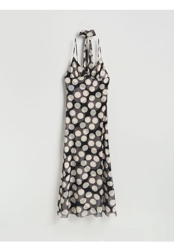 Reserved - Sukienka maxi w groszki - wielobarwny. Materiał: tkanina. Wzór: grochy. Długość: maxi