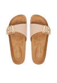 TOMMY HILFIGER - Tommy Hilfiger Klapki Cork Footbed Slip-On FW0FW09344 Beżowy. Kolor: beżowy. Materiał: skóra #4
