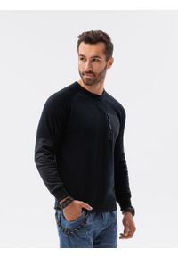 Ombre Clothing - Bluza męska bez kaptura B1151 - czarna - XL. Typ kołnierza: bez kaptura. Kolor: czarny. Materiał: bawełna, tkanina, poliester, materiał, jeans, dzianina #3