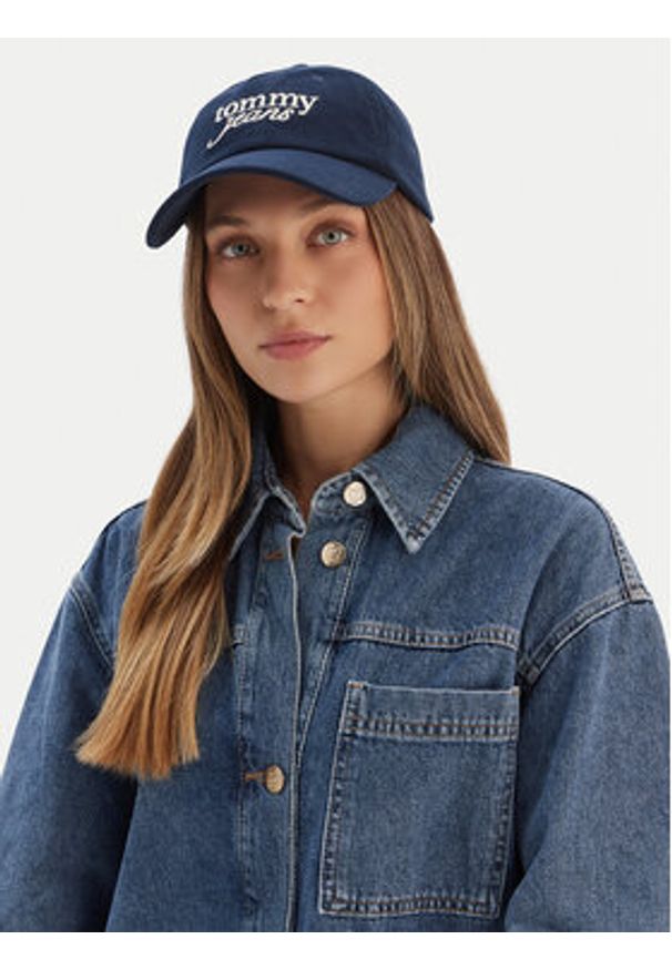 Tommy Jeans Czapka z daszkiem Script AW0AW17908 Granatowy. Kolor: niebieski. Materiał: poliester