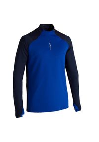 KIPSTA - Bluza piłkarska dla dorosłych Kipsta T500 na półsuwak. Kolor: niebieski. Materiał: materiał. Sport: piłka nożna