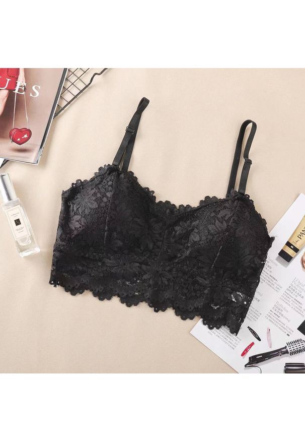 Intica - Braletka koronkowa z delikatnego materiału Mafumi. Kolor: czarny. Materiał: materiał, koronka. Wzór: koronka