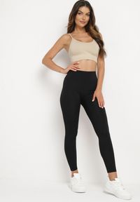 Born2be - Czarne Legginsy z Wysokim Stanem Parefia. Okazja: na co dzień. Stan: podwyższony. Kolor: czarny. Materiał: dzianina, materiał. Styl: sportowy, casual #4