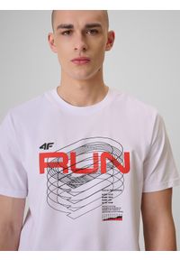 4f - 4F T-shirt regular z nadrukiem męski - biały L. Okazja: na co dzień. Kolor: biały. Materiał: jeans, materiał, bawełna, dresówka. Wzór: nadruk. Styl: casual, klasyczny #2