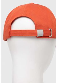 Calvin Klein czapka z daszkiem bawełniana kolor pomarańczowy z aplikacją. Kolor: pomarańczowy. Materiał: bawełna. Wzór: aplikacja #3