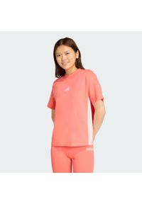 Adidas - Koszulka Essentials 3-Stripes Cotton. Kolor: żółty, biały, pomarańczowy, wielokolorowy. Materiał: bawełna