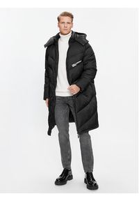 Karl Lagerfeld Jeans - KARL LAGERFELD Kurtka puchowa Klj Long Puffer Jacket 236D1501 Czarny Regular Fit. Typ kołnierza: dekolt w karo. Kolor: czarny. Materiał: puch, syntetyk #3