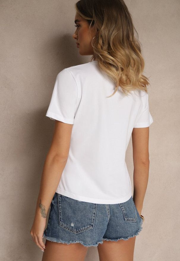 Renee - Biały Basicowy T-shirt z Bawełny Ralurelle. Okazja: na co dzień. Kolor: biały. Materiał: bawełna. Sezon: lato, wiosna. Styl: klasyczny, casual