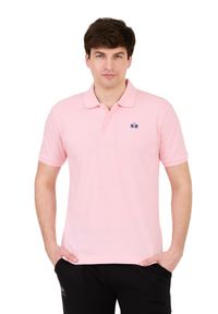 La Martina - LA MARTINA Różowe męskie polo z małym logo, Rozmiar M. Typ kołnierza: polo. Kolor: różowy #4