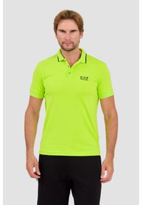 EA7 Emporio Armani - EA7 Zielona męska koszulka polo, Rozmiar XL. Typ kołnierza: polo. Kolor: zielony