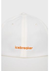 Icebreaker czapka z daszkiem 6 Panel kolor beżowy z aplikacją. Kolor: beżowy. Materiał: materiał, skóra, włókno, wełna. Wzór: aplikacja