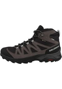 salomon - Buty trekkingowe męskie Salomon X Ultra Mid 4 Wide Gtx. Wysokość cholewki: za kostkę. Zapięcie: sznurówki. Kolor: czarny. Materiał: materiał. Szerokość cholewki: normalna. Technologia: Gore-Tex