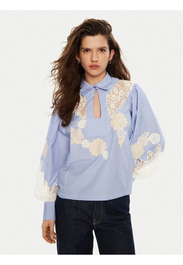 Munthe Koszula Shellcu 244101624423 Niebieski Regular Fit. Kolor: niebieski. Materiał: bawełna, syntetyk