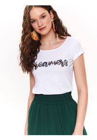 DRYWASH - Bawełniany t-shirt z napisem. Kolor: biały. Materiał: bawełna. Wzór: napisy #1
