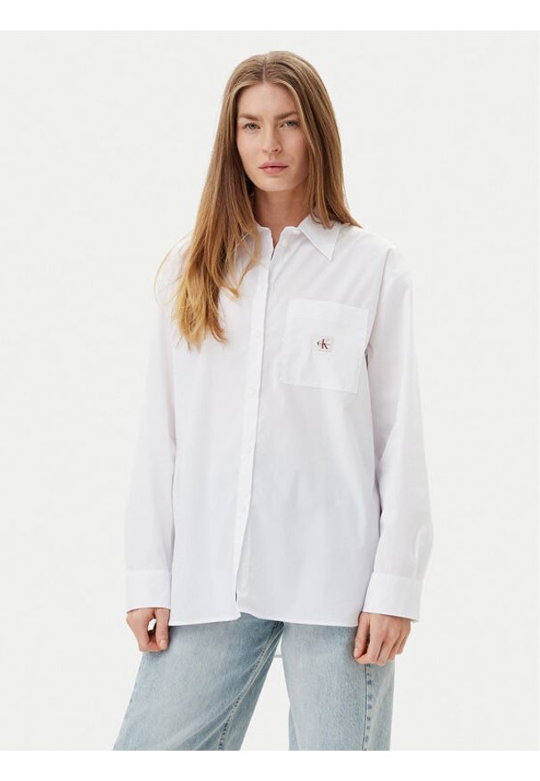 Calvin Klein Jeans Koszula LV047C143G Biały Relaxed Fit. Kolor: biały. Materiał: bawełna