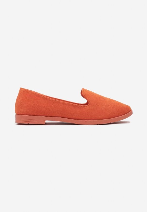 Renee - Pomarańczowe Balerinki Typu Loafersy Daphikaia. Okazja: na spacer. Kolor: pomarańczowy. Sezon: lato. Styl: elegancki
